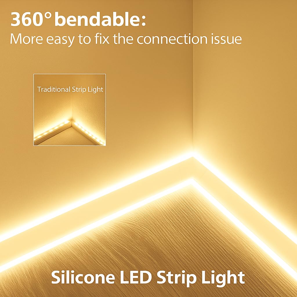 Gesto 16.4 Feet Neon LED Strip Light with 12V Adapter – Warm White | Flexible, Waterproof & Cuttable Rope Light for Indoor & Outdoor Decoration