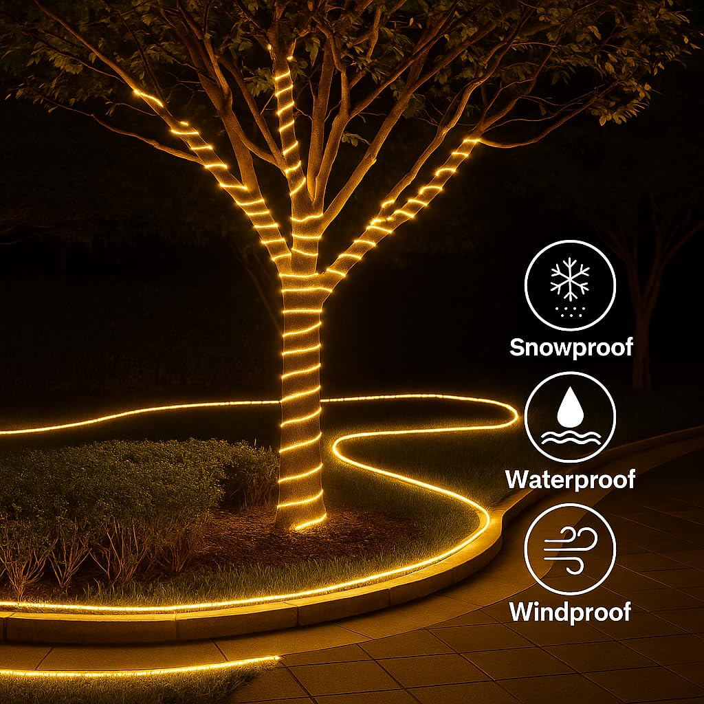 Gesto 15 Meter LED Rope Strip Light – Waterproof Warm White (120 LEDs/Meter) for Home & Outdoor Decoration