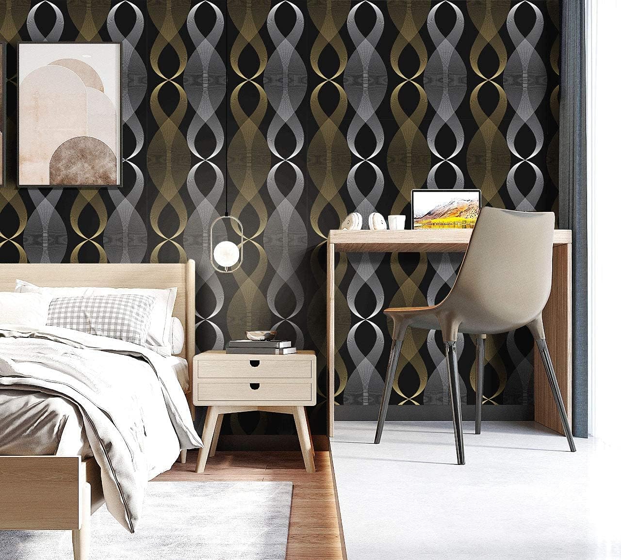 MCM HOME DECOR Wallpaper – Hexagon Pattern, Waterproof & Durable Wall Sticker for Home & Office, 57 ft² Coverage (Pack of 1, Requires Paste)