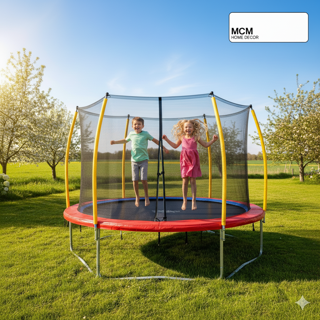 16 FT Multicolored Trampoline with Roof – Heavy Duty &amp; Fun for All Ages!